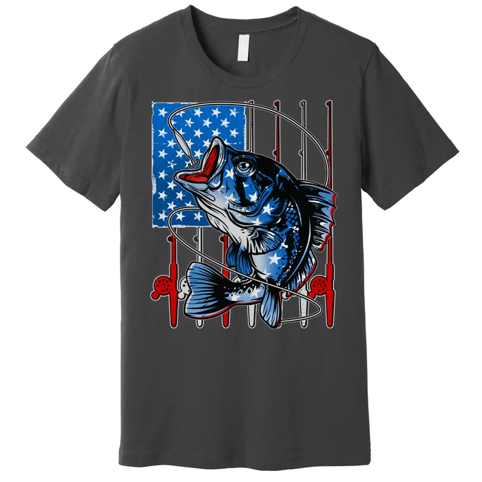 USA American Flag Bass Fishing Premium T-Shirt