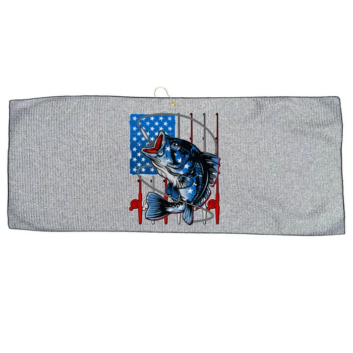 USA American Flag Bass Fishing Large Microfiber Waffle Golf Towel