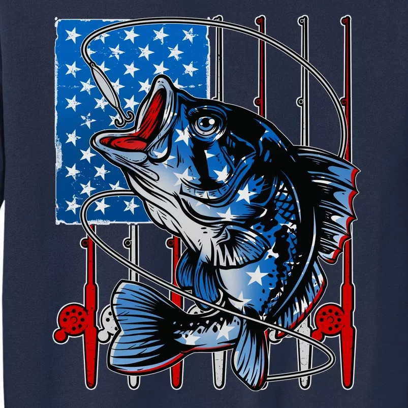 USA American Flag Bass Fishing Sweatshirt