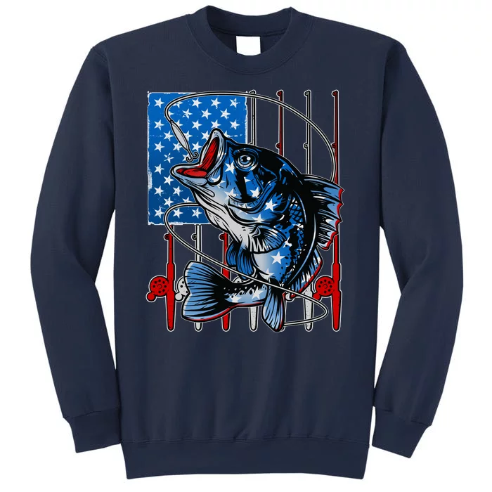 USA American Flag Bass Fishing Sweatshirt