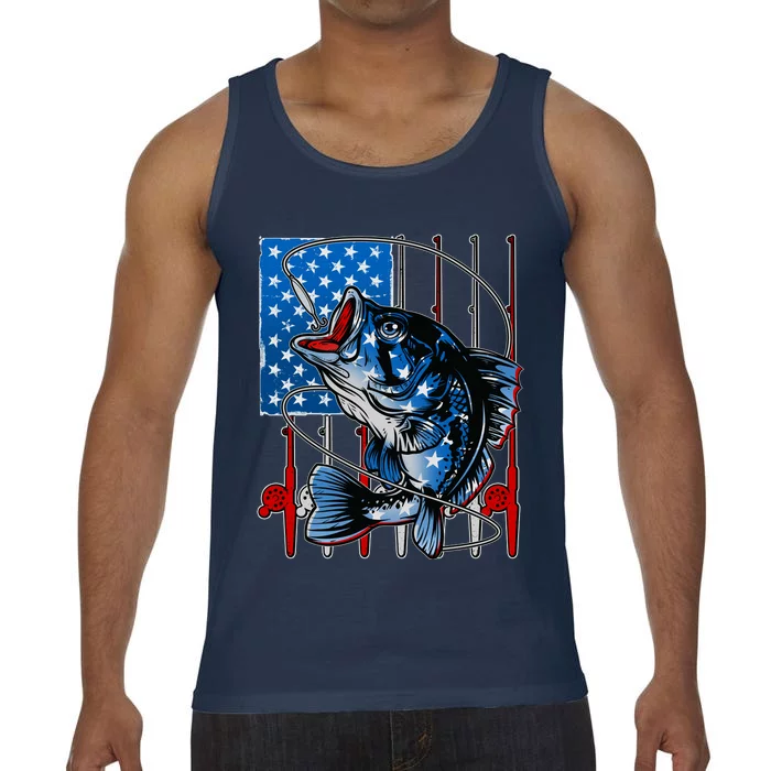 USA American Flag Bass Fishing Comfort Colors® Tank Top