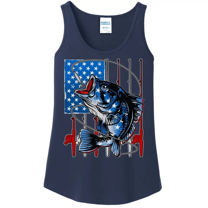 USA American Flag Bass Fishing Ladies Essential Tank