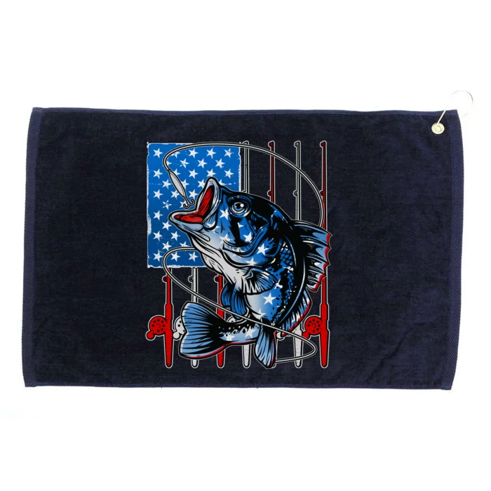 USA American Flag Bass Fishing Grommeted Golf Towel