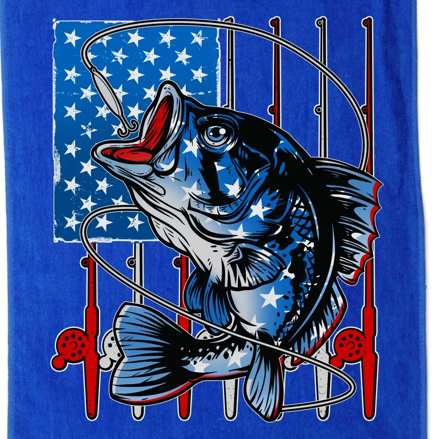 USA American Flag Bass Fishing Platinum Collection Golf Towel