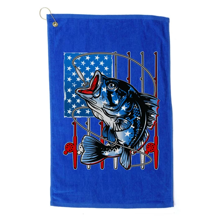 USA American Flag Bass Fishing Platinum Collection Golf Towel