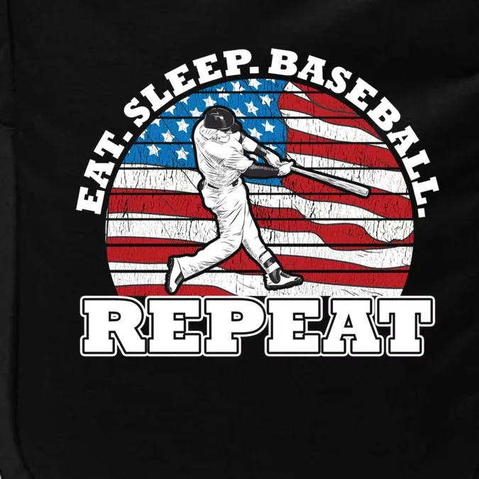 Us American Flag Eat Sleep Baseball Repeat Player Silhouette Gift Impact Tech Backpack