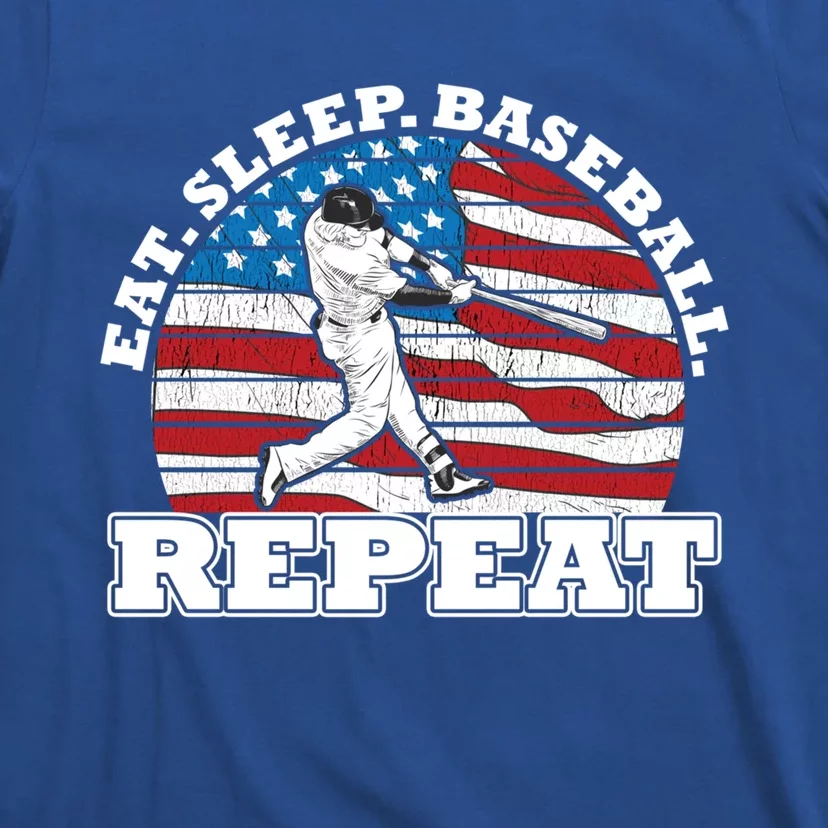 Us American Flag Eat Sleep Baseball Repeat Player Silhouette Gift T-Shirt