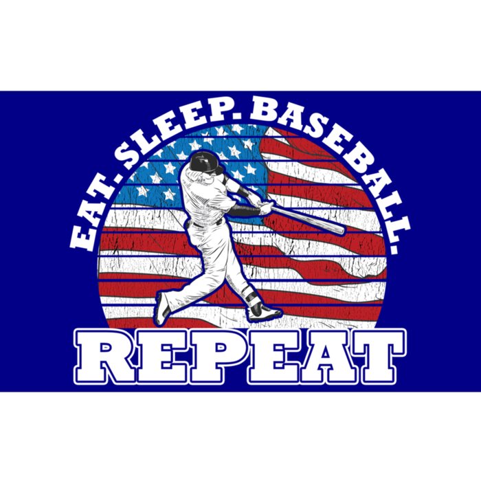 Us American Flag Eat Sleep Baseball Repeat Player Silhouette Gift Bumper Sticker