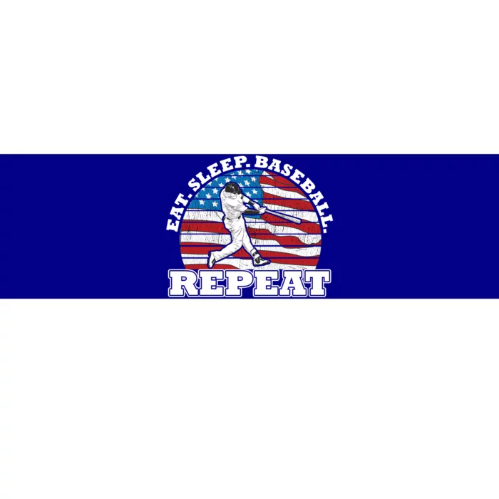 Us American Flag Eat Sleep Baseball Repeat Player Silhouette Gift Bumper Sticker