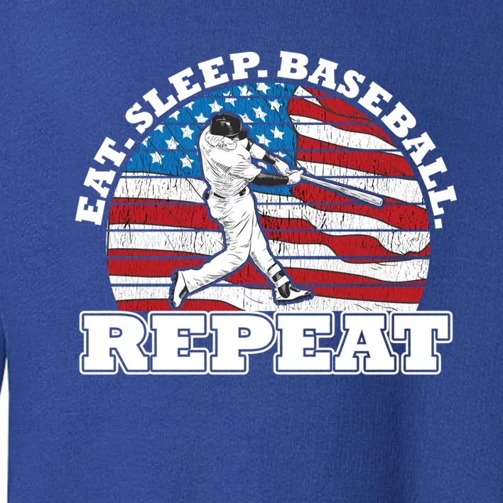 Us American Flag Eat Sleep Baseball Repeat Player Silhouette Gift Toddler Sweatshirt