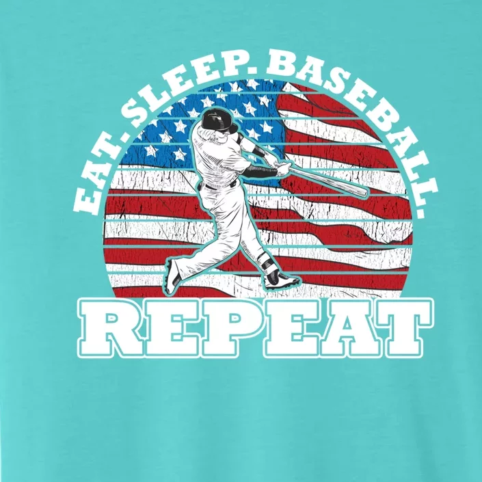 Us American Flag Eat Sleep Baseball Repeat Player Silhouette Gift ChromaSoft Performance T-Shirt