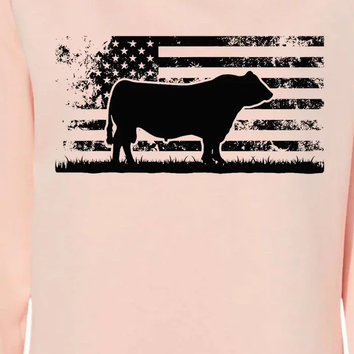 Usa American Flag America Cow Black Angus Rancher Womens California Wash Sweatshirt