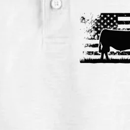 Usa American Flag America Cow Black Angus Rancher Dry Zone Grid Performance Polo