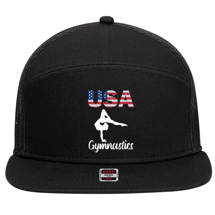 Usa American Flag Gymnastics Gymnast 7 Panel Mesh Trucker Snapback Hat