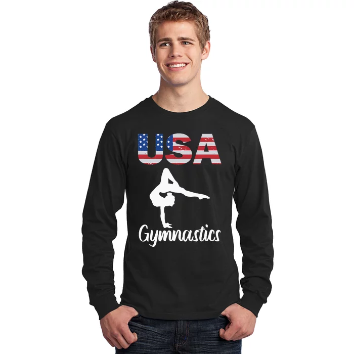 Usa American Flag Gymnastics Gymnast Long Sleeve Shirt