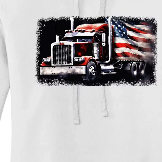 Us American Flag Semi Truck Driver Trucker Women's Pullover Hoodie