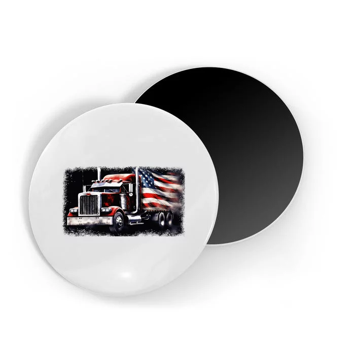 Us American Flag Semi Truck Driver Trucker Magnet