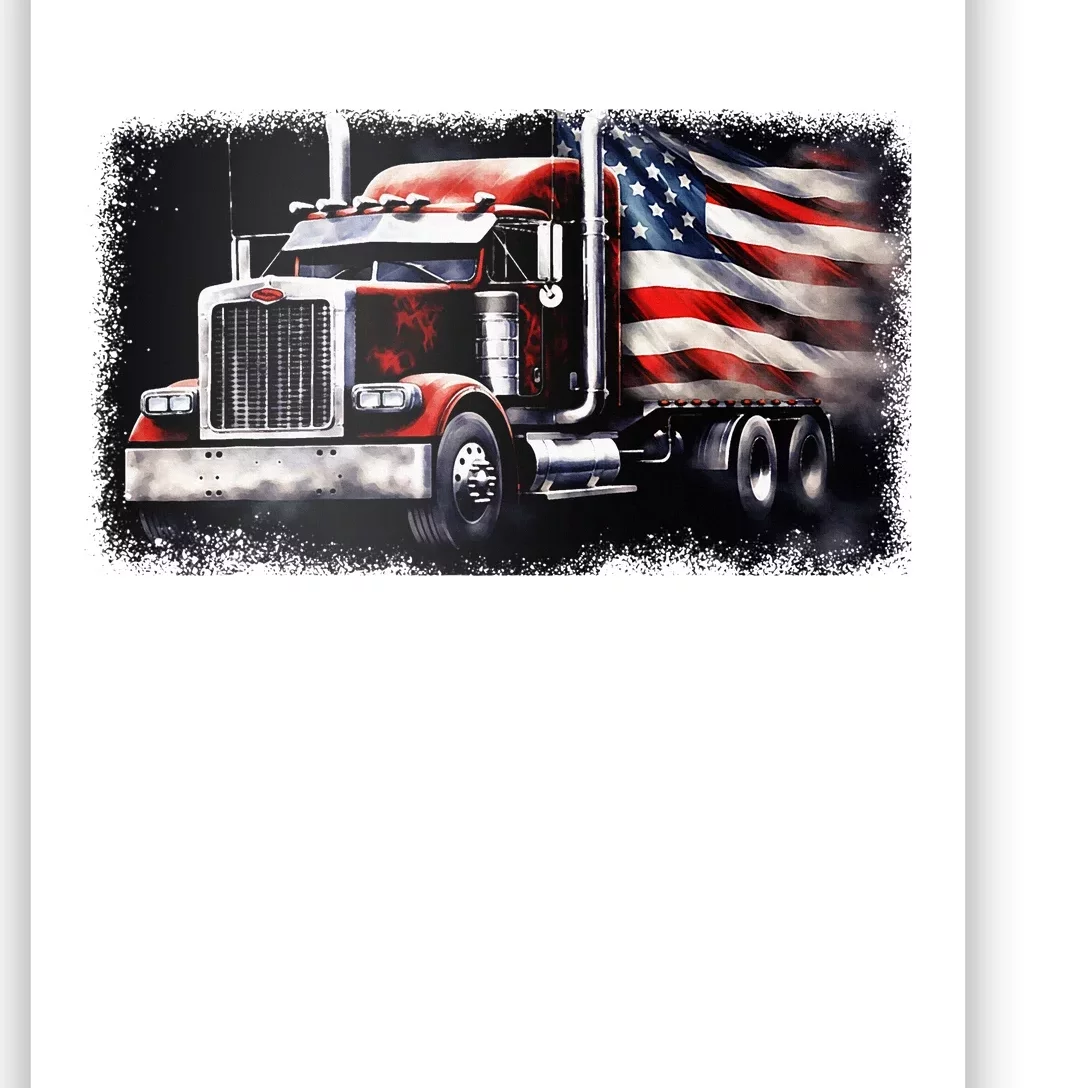 Us American Flag Semi Truck Driver Trucker Poster