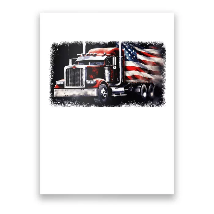 Us American Flag Semi Truck Driver Trucker Poster