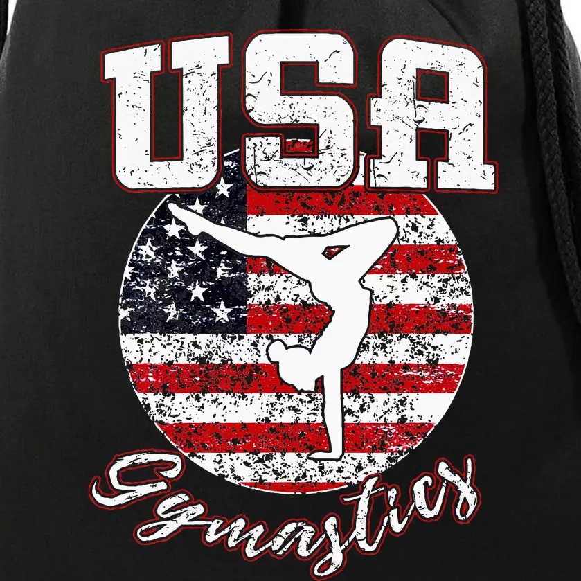 Usa American Flag Gymnastics Gymnast Drawstring Bag