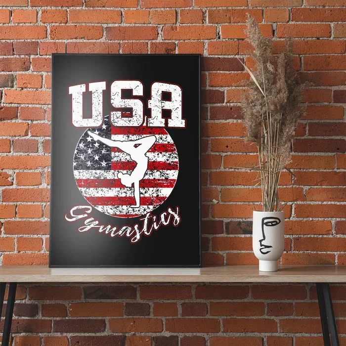 Usa American Flag Gymnastics Gymnast Poster