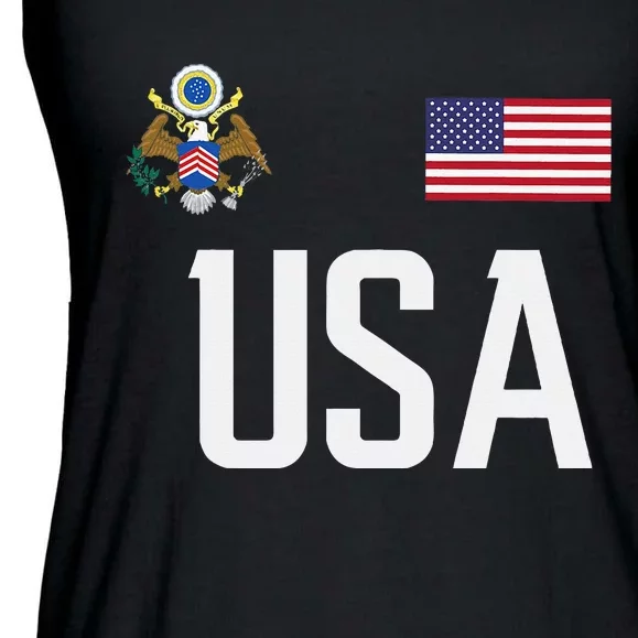 Usa America Flag Football Soccer Fan Ladies Essential Flowy Tank