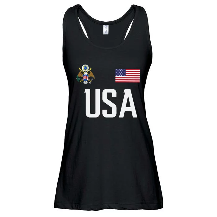 Usa America Flag Football Soccer Fan Ladies Essential Flowy Tank