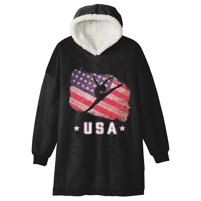 Usa American Flag Gymnastics Team Gymnast Usa Hooded Wearable Blanket