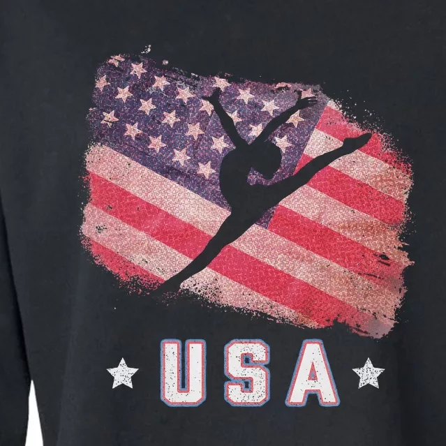 Usa American Flag Gymnastics Team Gymnast Usa Cropped Pullover Crew