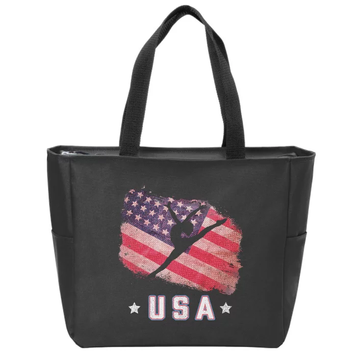 Usa American Flag Gymnastics Team Gymnast Usa Zip Tote Bag