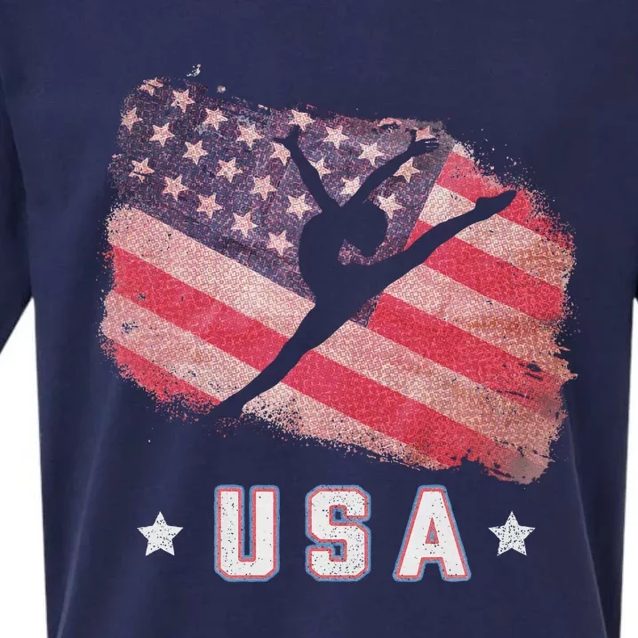 Usa American Flag Gymnastics Team Gymnast Usa Sueded Cloud Jersey T-Shirt