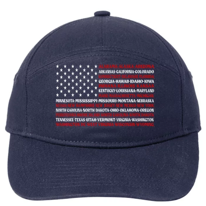 USA American Flag With States For Wo 4th of July 7-Panel Snapback Hat