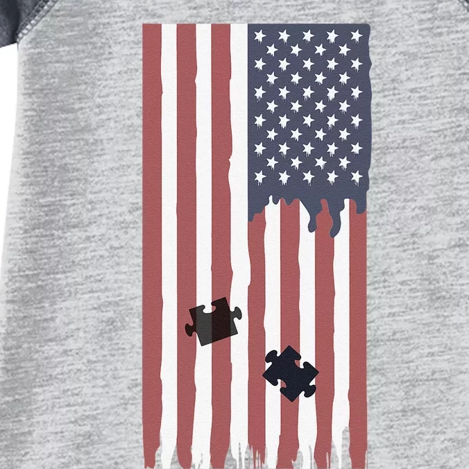 USA American Flag Autism Awareness Infant Baby Jersey Bodysuit