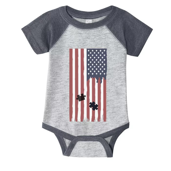 USA American Flag Autism Awareness Infant Baby Jersey Bodysuit