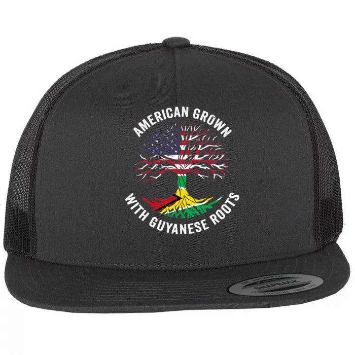 USA American Grown Guyanese With Roots Guyana Flat Bill Trucker Hat