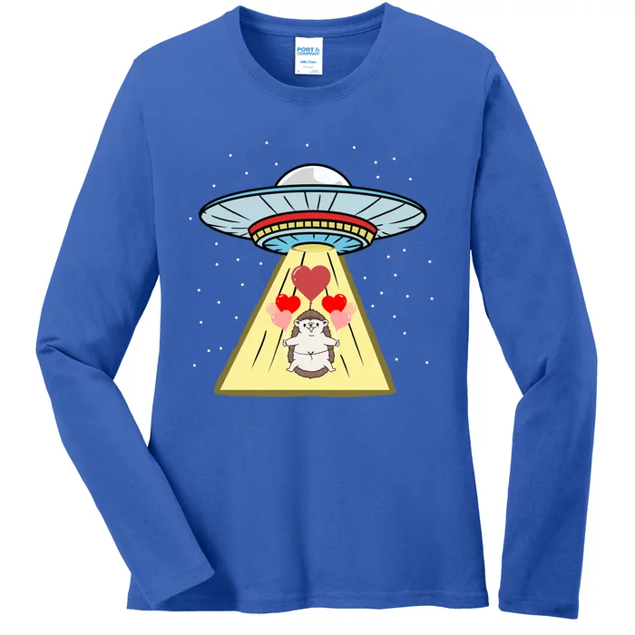 Ufo Abduction Hedgehog Valentines Day Great Gift Ladies Long Sleeve Shirt