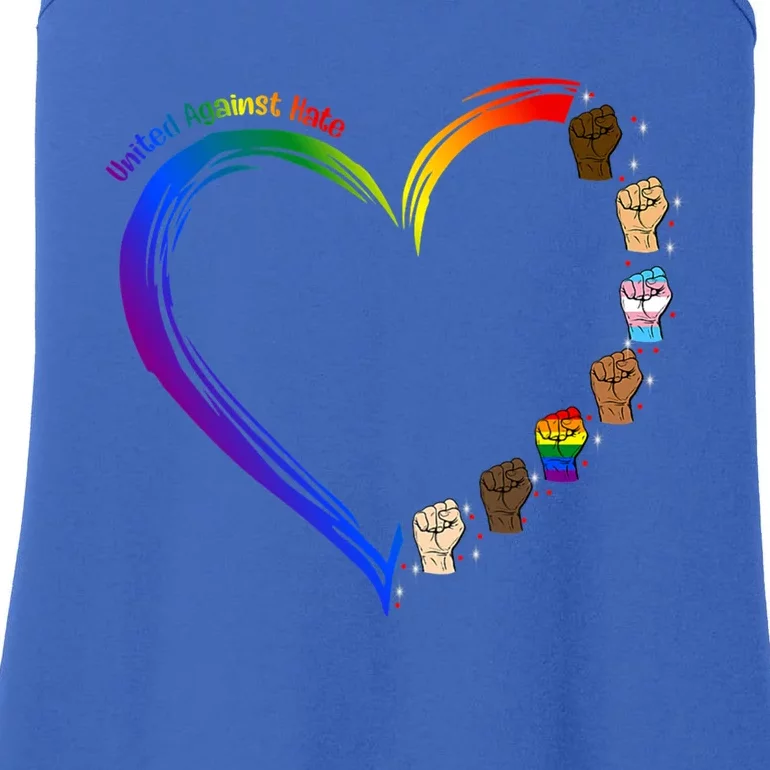 United Against Hate Lgbt Pride Black Melanin Heart Rainbow Cute Gift Ladies Essential Tank