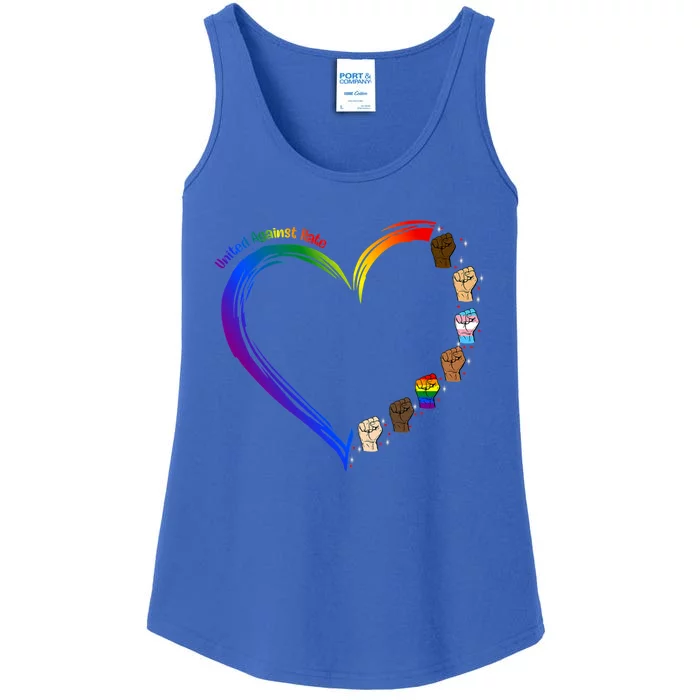 United Against Hate Lgbt Pride Black Melanin Heart Rainbow Cute Gift Ladies Essential Tank