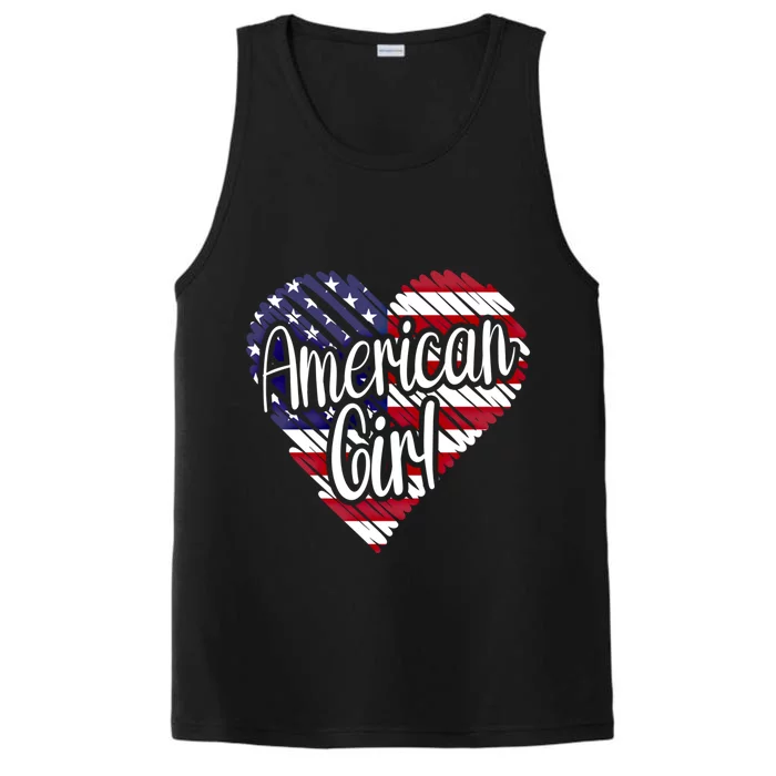 Usa American Heart Flag United States Gift Performance Tank