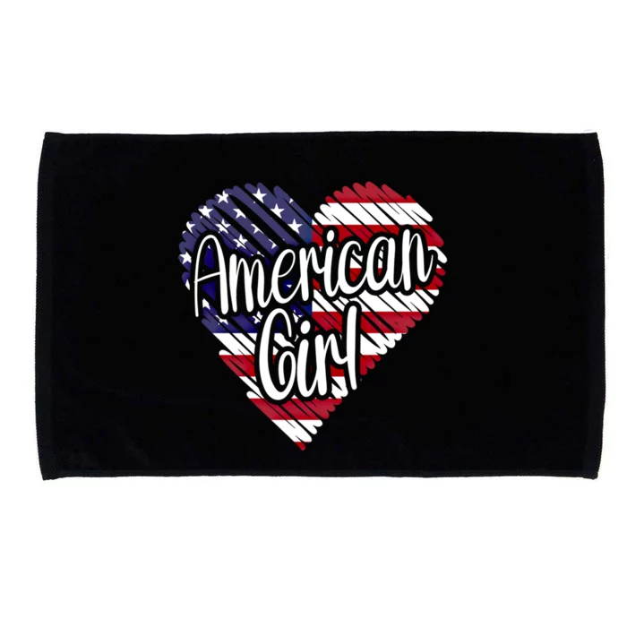 Usa American Heart Flag United States Gift Microfiber Hand Towel