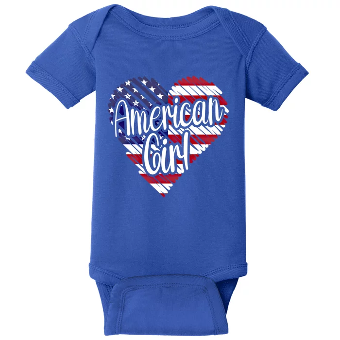 Usa American Heart Flag United States Gift Baby Bodysuit