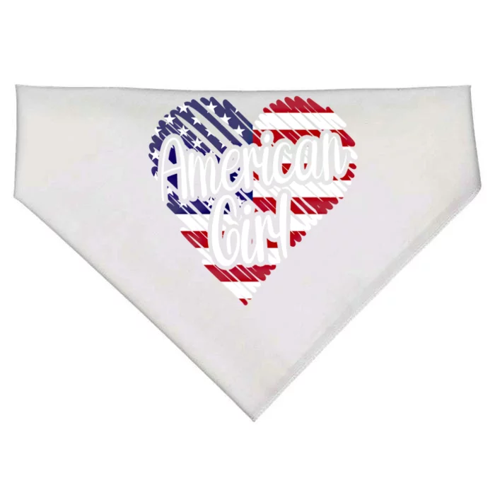 Usa American Heart Flag United States Gift USA-Made Doggie Bandana