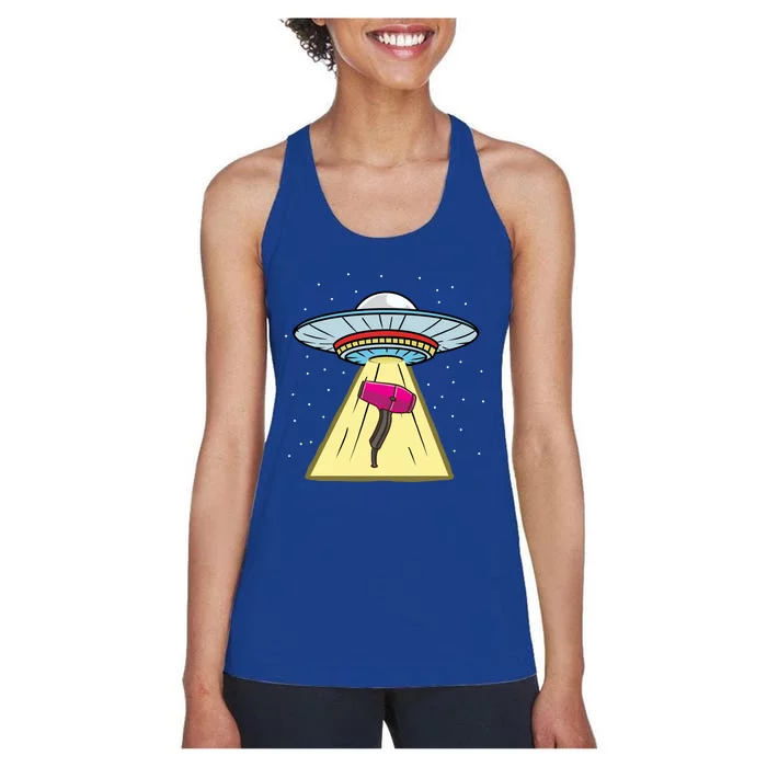 Ufo Abduction Hair Dryer Hairstylist Gift Women's Racerback Tank