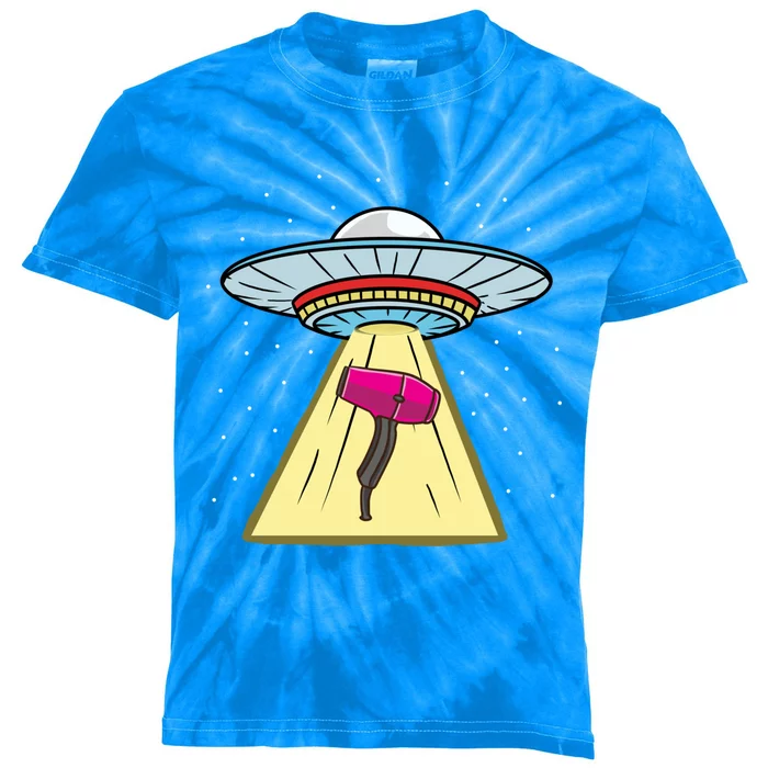 Ufo Abduction Hair Dryer Hairstylist Gift Kids Tie-Dye T-Shirt