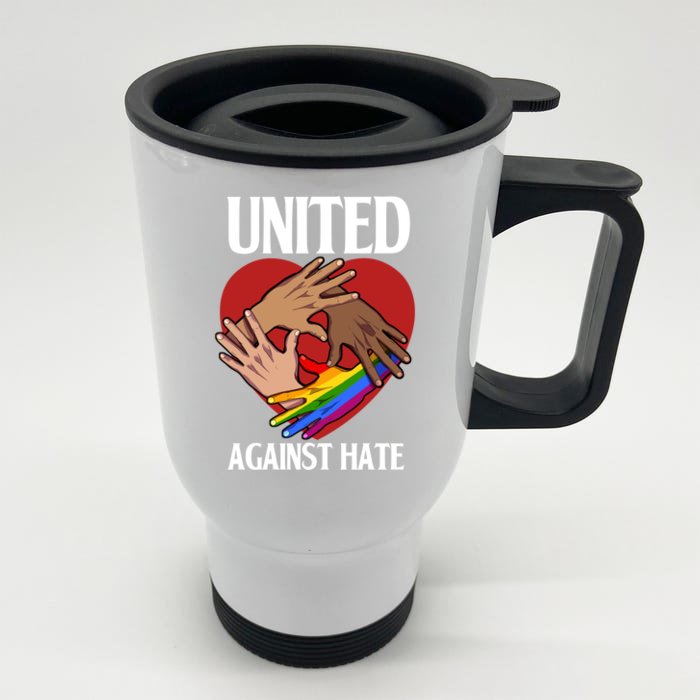 United Against Hate Lgbtq Pride Black Melanin Blm Equality Cool Gift Front & Back Stainless Steel Travel Mug