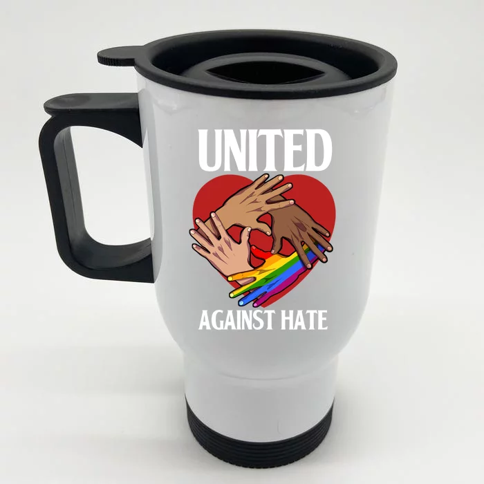 United Against Hate Lgbtq Pride Black Melanin Blm Equality Cool Gift Front & Back Stainless Steel Travel Mug