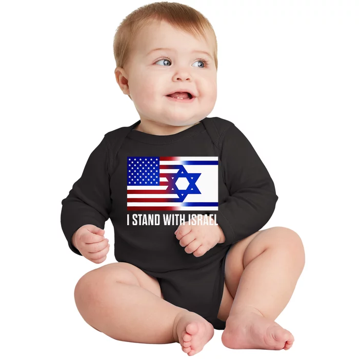 USA and Israel Flag Show Your Support Baby Long Sleeve Bodysuit