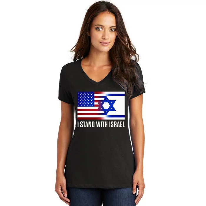 USA and Israel Flag Show Your Support Women's V-Neck T-Shirt