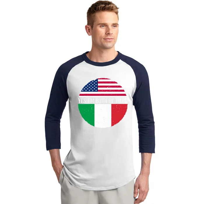 USA And Italy Vintage Flags Yes I'm Both Of Them Baseball Sleeve Shirt