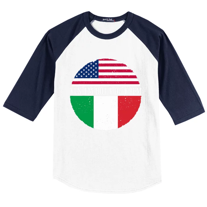 USA And Italy Vintage Flags Yes I'm Both Of Them Baseball Sleeve Shirt